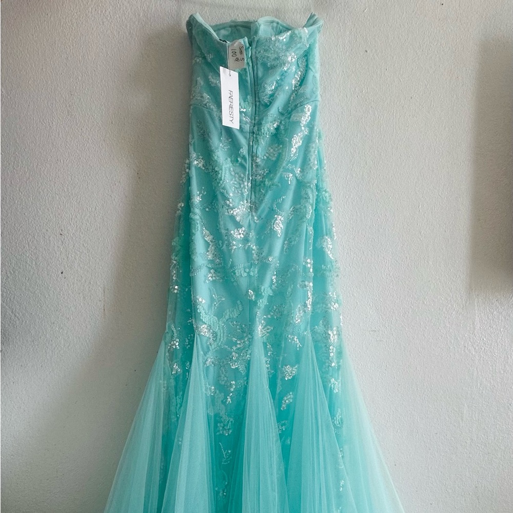 Elegant Aqua Sequin Gown